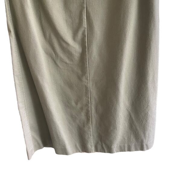 TALBOTS Sz 8 Skirt Cotton Long Neutral Minimalist Academia Back Slit Sage Modest - Picture 6 of 9